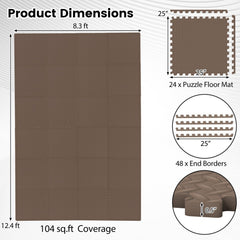 24Tiles 1/2 inches Puzzle Exercise Floor Mats-Brown