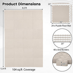 24Tiles 1/2 inches Puzzle Exercise Floor Mats-Beige