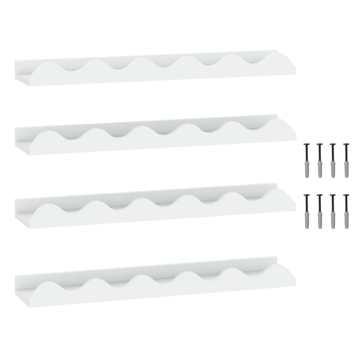 24 Inch Kids Bookshelf Set of 4 Wall-Mounted Picture Ledge Shelf-White