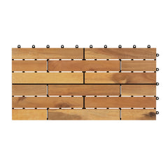 24 x 12 Inch 12 Pieces Acacia Wood Interlocking Deck Tiles with Waterproof Design-Natural