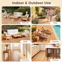 24 x 12 Inch 36 Pieces Acacia Wood Interlocking Deck Tiles with Waterproof Design-Natural
