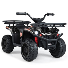24V Kids Ride On ATV Quad with Dual 35W Motors, Detachable Storage Baskets, Soft Start and LED Lights, 66 lb, Black