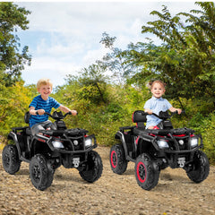 24V 2 Seater Kids Ride On ATV with Four Motors, 130 lb Capacity, Spring Suspension and Radio, Ages 3 to 8, Black