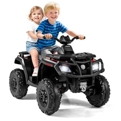 24V 2 Seater Kids Ride On ATV with Four Motors, 130 lb Capacity, Spring Suspension and Radio, Ages 3 to 8, Black