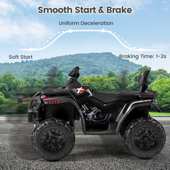 24V 2 Seater Kids Ride On ATV with Four Motors, 130 lb Capacity, Spring Suspension and Radio, Ages 3 to 8, Black
