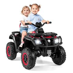 24V 2 Seater Kids Ride On ATV with Anti Slip Handlebars, Wide Seats, Footrests and Radio, 130 lb, Red