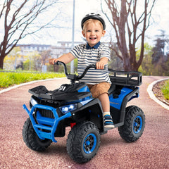 24V Kids Ride On ATV Quad with Soft Start, Two 25W Motors, Rear Rack and Wireless Connection, 66 lb, Navy