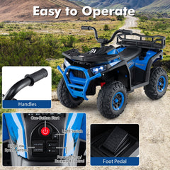 24V Kids Ride On ATV Quad with Soft Start, Two 25W Motors, Rear Rack and Wireless Connection, 66 lb, Navy