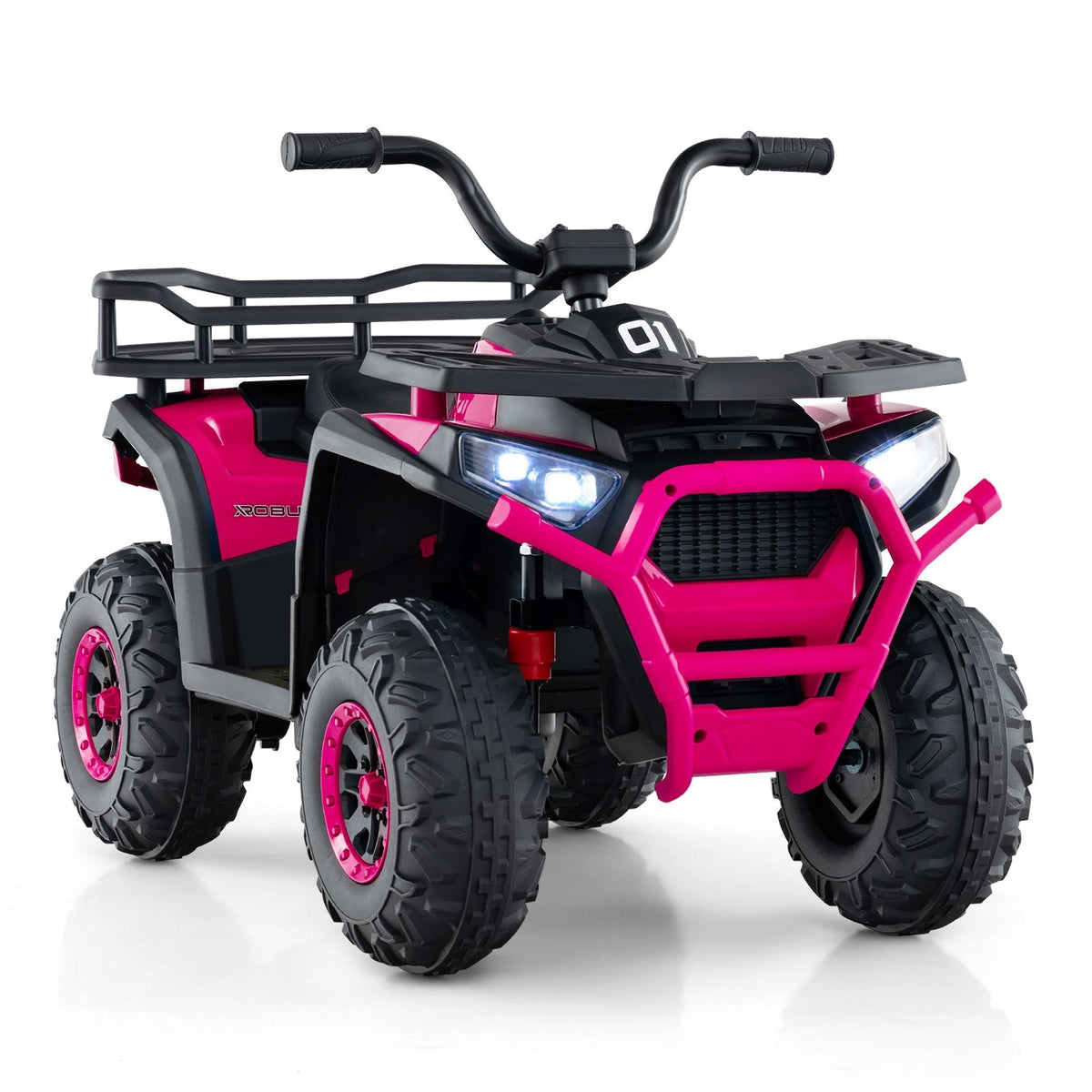 24V Kids Ride On ATV Quad with Music, Stories, FM Radio, USB and Rear Rack, 66 lb, Pink