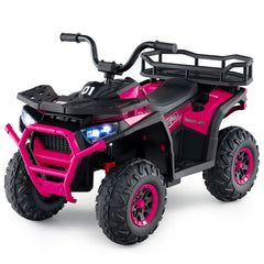 24V Kids Ride On ATV Quad with Music, Stories, FM Radio, USB and Rear Rack, 66 lb, Pink