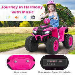 24V Kids Ride On ATV Quad with Soft Start, Ergonomic Seat, Anti Slip Handles and Wide Footrests, 77 lb, Pink