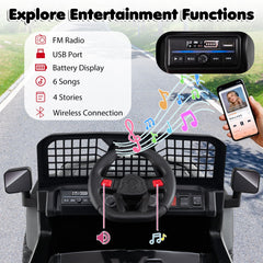 24V Kids Ride On Truck with Parent Remote, 3 Speeds, Emergency Brake, Front Springs and 6 Songs, 66 lb, Black