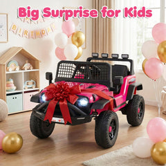 24V Kids Ride On Truck with 6 Songs, 4 Stories, FM Radio, USB and Parent Remote, 66 lb, Pink