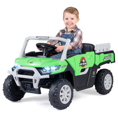 24V Kids Ride On Off Road Utility Truck with Tipping Load Bed, Parent Remote and Rear Shocks, 66 lb, Green