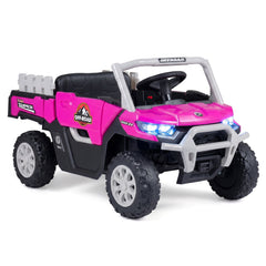 24V Kids Ride On Off Road Utility Truck with Parent Remote, Brake, Rear Shocks and Load Bed, 66 lb, Pink