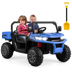 24V 2 Seater Kids Ride On Dump Truck with 11 Button Media Centre, USB, AUX and Battery Display, 110 lb, Navy