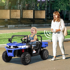 24V 2 Seater Kids Ride On Dump Truck with 11 Button Media Centre, USB, AUX and Battery Display, 110 lb, Navy