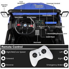 24V 2 Seater Kids Ride On Dump Truck with 11 Button Media Centre, USB, AUX and Battery Display, 110 lb, Navy