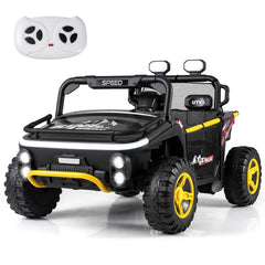 24V 2 Seater Kids Ride On Truck with Dual 65W Motors, 88 lb Seat Capacity and 3 Speed Parent Remote, Black