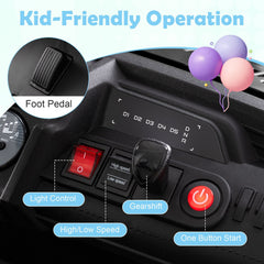 24V 2 Seater Kids Ride On Truck with Dual 65W Motors, 88 lb Seat Capacity and 3 Speed Parent Remote, Black