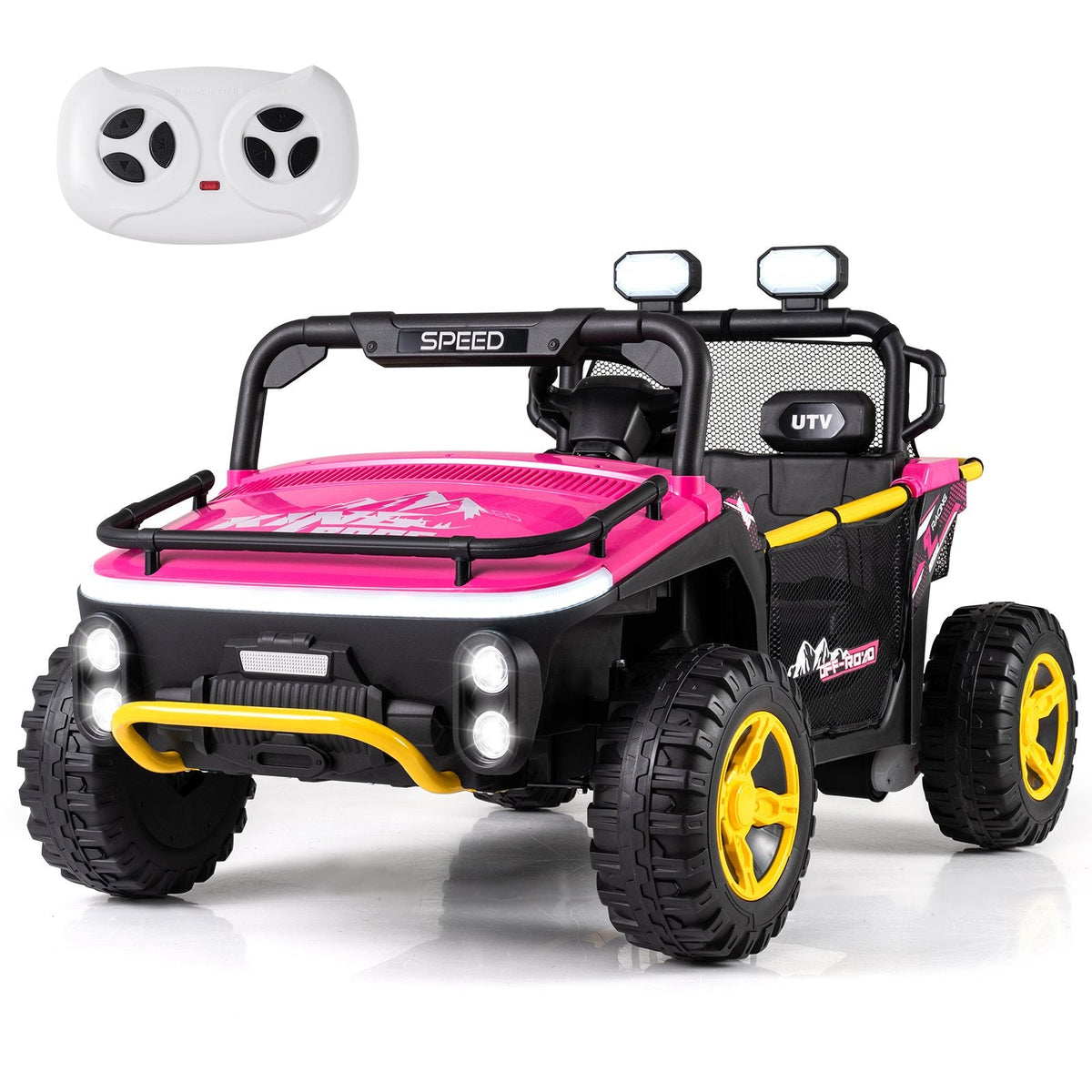 24V 2 Seater Kids Ride On Truck with 5 Speed Settings, Story Playback and USB Media Centre, Pink