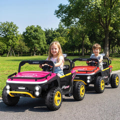 24V 2 Seater Kids Ride On Truck with 5 Speed Settings, Story Playback and USB Media Centre, Pink
