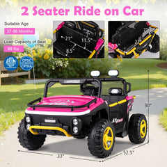 24V 2 Seater Kids Ride On Truck with 5 Speed Settings, Story Playback and USB Media Centre, Pink