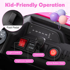 24V 2 Seater Kids Ride On Truck with 5 Speed Settings, Story Playback and USB Media Centre, Pink