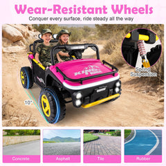 24V 2 Seater Kids Ride On Truck with 5 Speed Settings, Story Playback and USB Media Centre, Pink