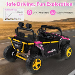 24V 2 Seater Kids Ride On Truck with 5 Speed Settings, Story Playback and USB Media Centre, Pink