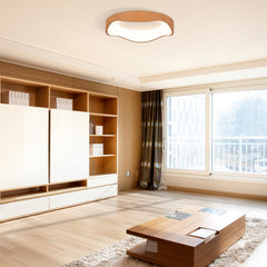 24W Modern LED Mount Ceiling Light with Wood Pattern and Metal Frame-Natural