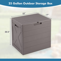 25 Gallon Storage Bin with Lid Carry Handles and Lock Hole for Patio Furniture Accessories-Gray