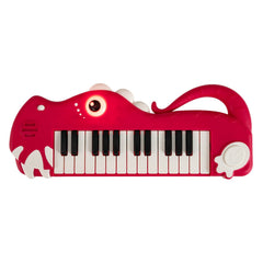 25-Key Kids Piano Keyboard Dinosaur Shape Toy Digital Piano with Built-in Music & Light-Red