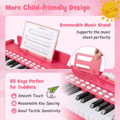 25 Keys Kids Piano Keyboard with Adjustable Speed and Volume-Pink