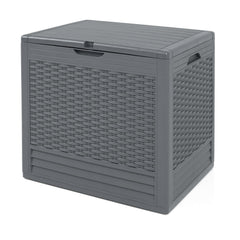 25 Gallon Outdoor Storage Box with Rattan Patterns-Gray