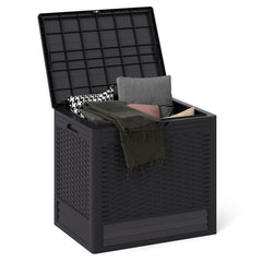 25 Gallon Outdoor Storage Box with Rattan Patterns-Brown