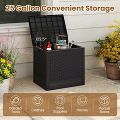 25 Gallon Outdoor Storage Box with Rattan Patterns-Brown