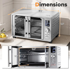 26.4 Quart French Door Convection Toaster Oven with 11 Presets-Silver