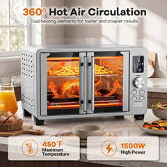 26.4 Quart French Door Convection Toaster Oven with 11 Presets-Silver