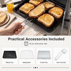 26.4 Quart French Door Convection Toaster Oven with 11 Presets-Silver