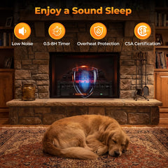 26 Inch WiFi Infrared Quartz Electric Fireplace Insert Logs Heater with Realistic Pinewood Logs-Black