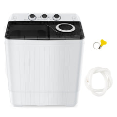 26 lbs Semi-Automatic Twin Tub Washing Machine with Drain Pump-Black