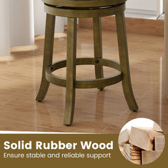 Set of 2 Swivel Counter Stools with Cross Back and Grey Linen Seat, 25 Inch Seat on the Drawing