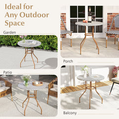 27.5 inch Outdoor Bistro Table with Heavy Duty Metal Frame and Adjustable Foot Pads-white