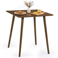 27.5 Inch Small Square Wooden Dining Table for 2-4 People Space-Saving Dining Room Table-Walnut
