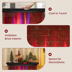 27 Inch Freestanding Fireplace with Remote Control-Black