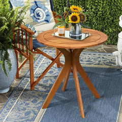 27 Inch Outdoor Round Solid Wood Coffee Side Bistro Table [Best Seller in the US]