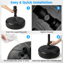27 lbs Fillable Round Umbrella Base Stand for Yard Garden Poolside
