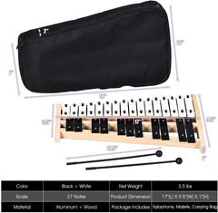 27 Note Glockenspiel Xylophone with 2 Rubber Mallets [Best Seller in the US]