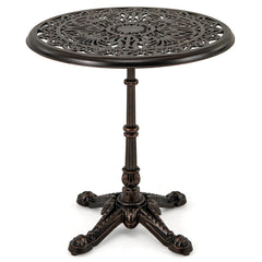 27Inch Round Cast Aluminum Patio Bistro Table with Hollow Top-Copper